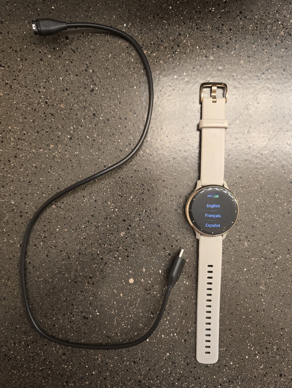 SOLD Garmin Venu 3S Smartwatch - French Gray 41mm Silicone Strap with Gold Bezel
